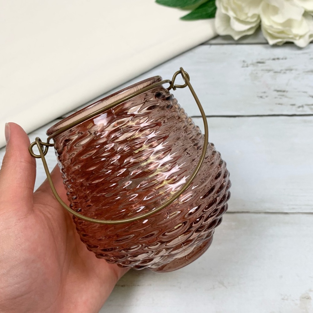 Mini Glass Textured Tea Light Candle Lantern